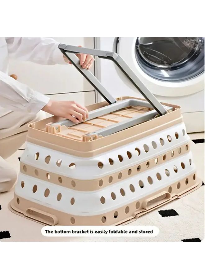 Grey White Foldable Laundry Basket With Stand Heavy Duty Space Saving Large Capacity Storage Bin - Image 2