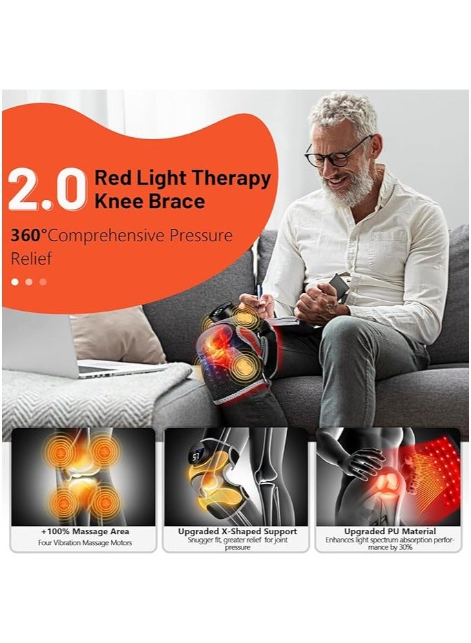 Upgrade 4 Vibration Massage AreaKnee Brace & Red Light Therapy for Knee PainRelief 660nm&850nm Red Light TherapyDevice for Knee/Joint/Elbow/Shoulder PainRelief - Image 2