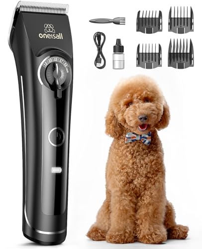 oneisall Dog Clippers for Grooming Doodles Poodles Thick Curly HairLow Noise Heavy Duty Dog Grooming Kit with Detachable Metal Blades - Image 1