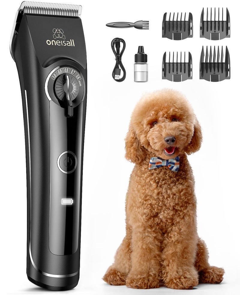 oneisall Dog Clippers for Grooming Doodles Poodles Thick Curly HairLow Noise Heavy Duty Dog Grooming Kit with Detachable Metal Blades - Image 3