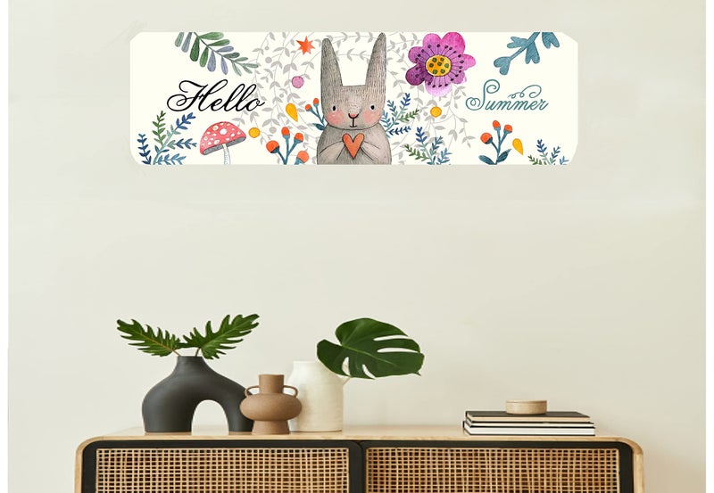 STUTI WORLD Air Conditioning Dust Cover Folding Designer Ac Cover for Indoor Split Ac 1 ton (91 x 31 x 21 cm ) and 1.5 ton (97 x 31 x 21.5 cm ) new creative Printed (hello summer, 1.5 ton) - Image 1