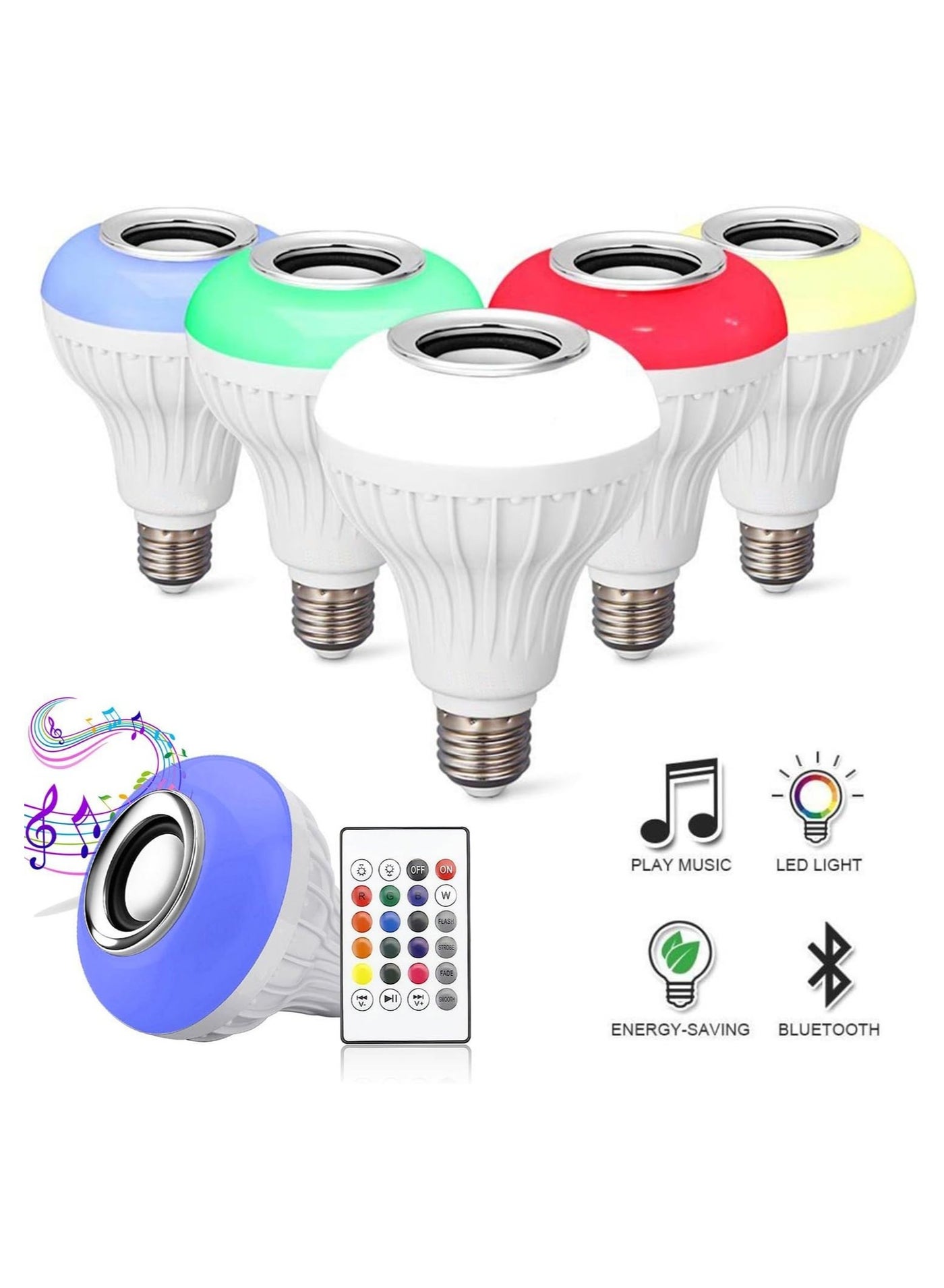 Music Led Bulb with Bluetooth Speaker + RGB Light Ball Colorful Lamp,Remote Control for Home,Bedroom,Living Room,Party Supported for All Device (Multicolor)