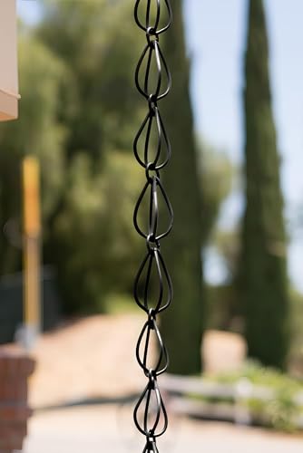 Monarch Rain Chains Aluminum Teardrop Rain Chain, 8.5 ft Black Powder Coated Aluminum Decorative Rain Catcher Chain for Gutters, Black Aluminum Rain Gutter Replacement Downspout - Image 5
