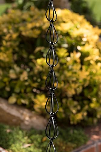 Monarch Rain Chains Aluminum Teardrop Rain Chain, 8.5 ft Black Powder Coated Aluminum Decorative Rain Catcher Chain for Gutters, Black Aluminum Rain Gutter Replacement Downspout - Image 3