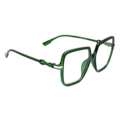 Peter Jones Square Computer Glasses for Women/Girls with Zero Power Blue Light Blocking Glare Lenses (SIZE LARGE/OVERSIZED) AG5198GR - Image 4