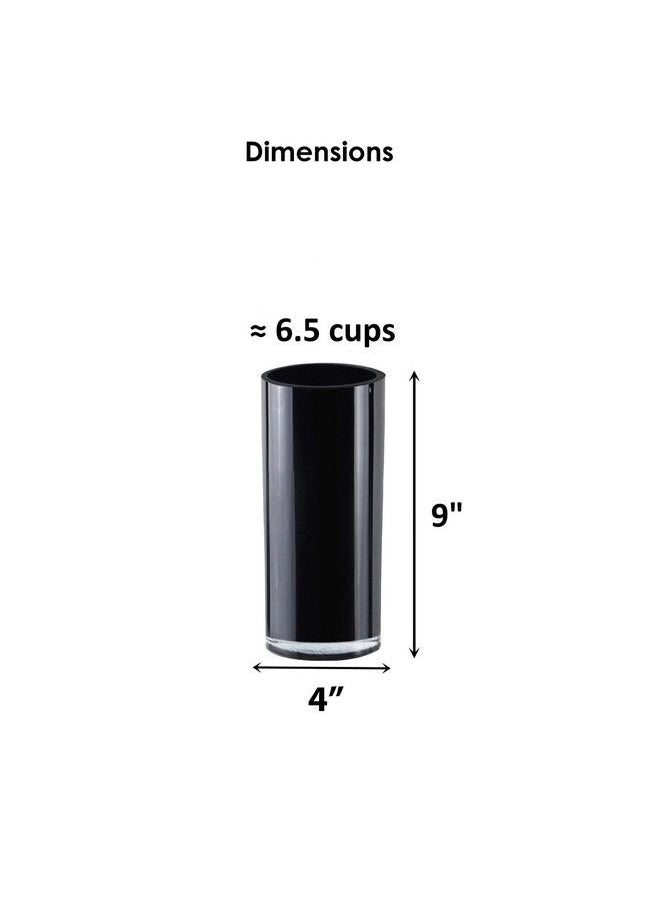 CYS EXCEL Black Glass Cylinder Vase (H:9" D:4") ; Multiple Size Choices Glass Flower Vase Centerpieces ; Wedding Table Arrangements  - Image 3