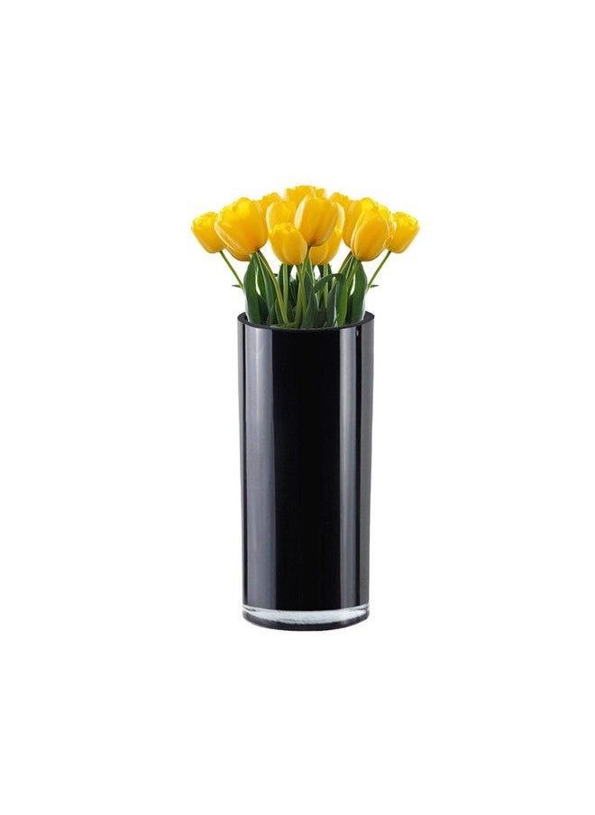 CYS EXCEL Black Glass Cylinder Vase (H:9" D:4") ; Multiple Size Choices Glass Flower Vase Centerpieces ; Wedding Table Arrangements  - Image 1
