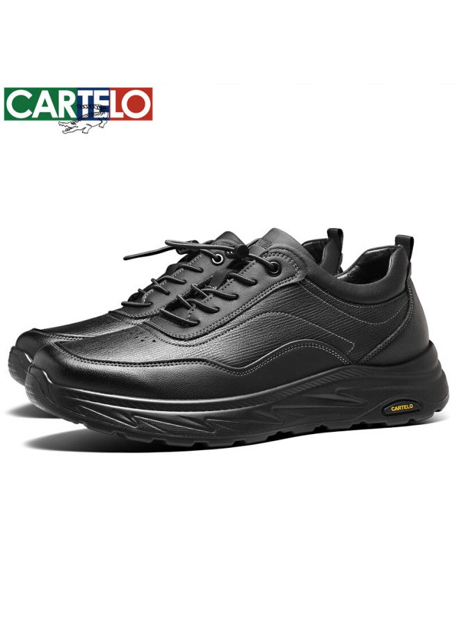 Cartelo Men's Leather Comfortable Versatile Dad Shoes Business Casual Leather Shoes 5226 Black Size 43 - Image 3