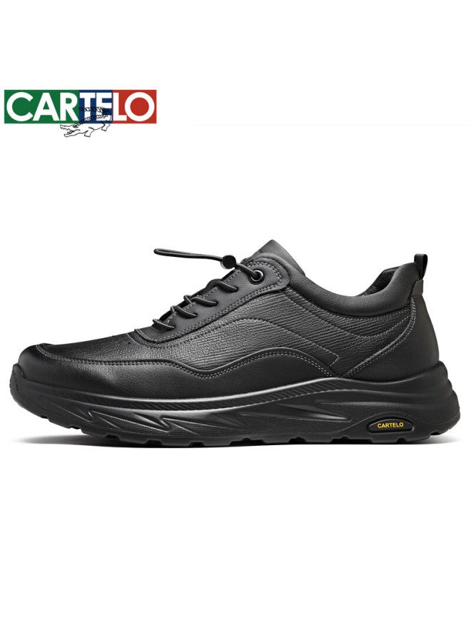 Cartelo Men's Leather Comfortable Versatile Dad Shoes Business Casual Leather Shoes 5226 Black Size 43 - Image 2