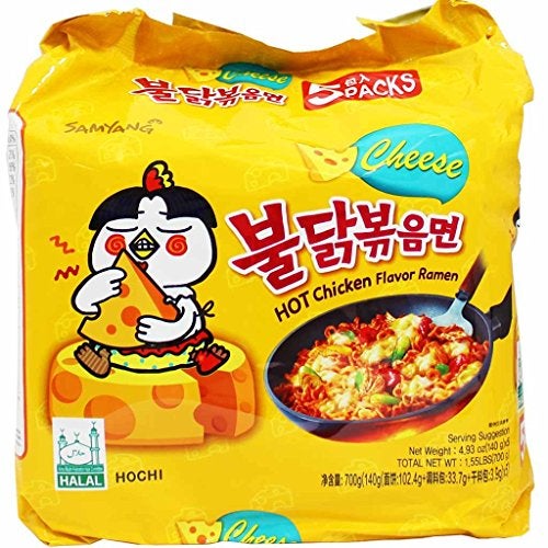Samyang Hot Chicken Ramen Cheese Noodles, 5 X 140 grams - Image 1