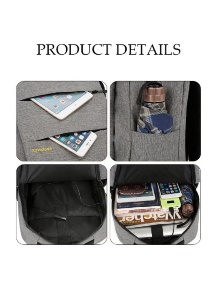 DUNISO Grey Minimalist 3 - Piece Backpack Set | Large Capacity, Practical and Portable - Image 5