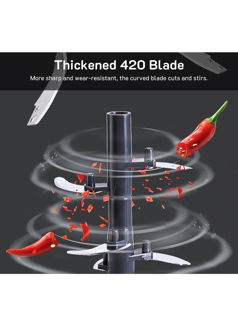 Cuken Manual Chopper, Blender with Storage Lid, 5 Blade Vegetable Chopper 900ml, Pull Chopper to Chop Vegetables, Fruits, Meat, Large Capacity Vegetable Chopper, Hand Pull Manual Food Blender  - Image 4