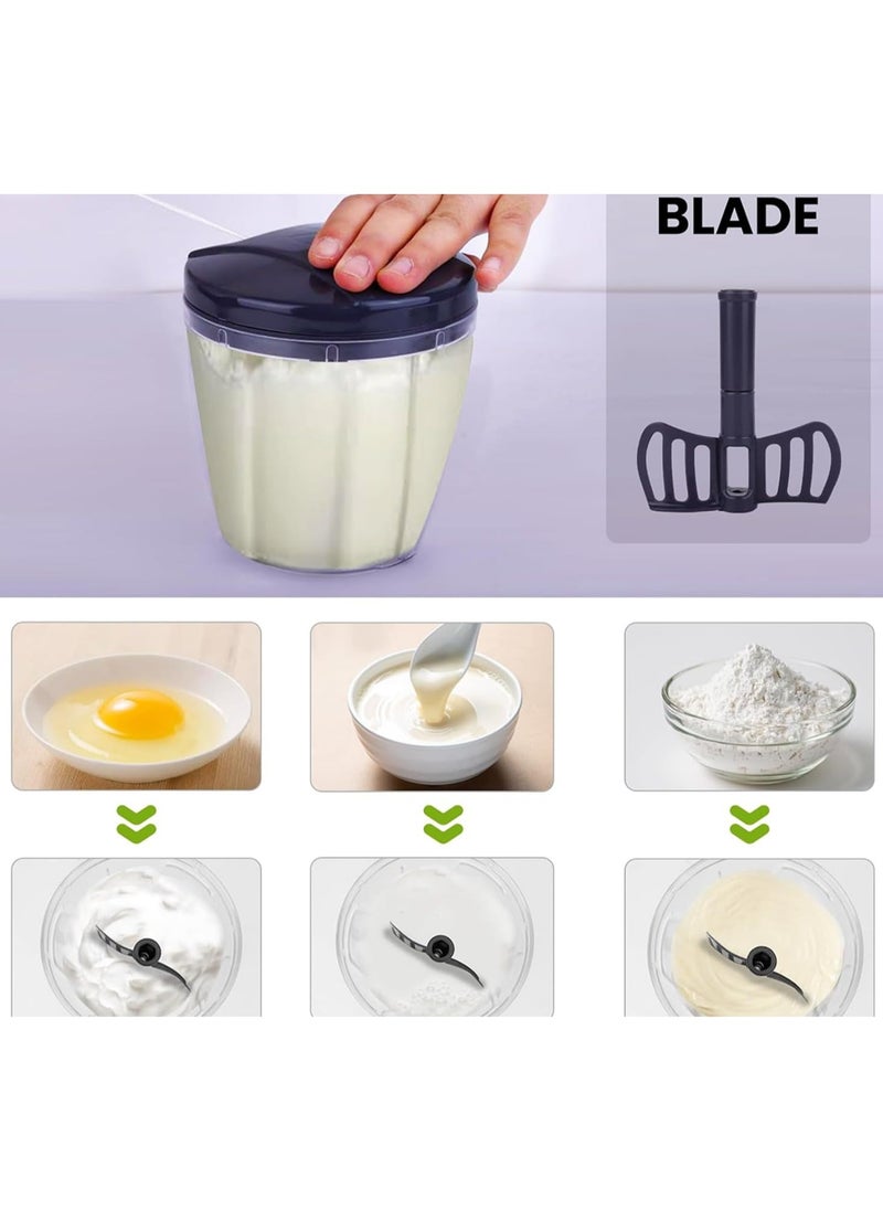 Cuken - Manual Chopper, Blender with Storage Lid, 5 Blade Vegetable Chopper 900ml, Pull Chopper to Chop Vegetables, Fruits, Meat, Large Capacity Vegetable Chopper, Hand Pull Manual Food Blender - Image 1