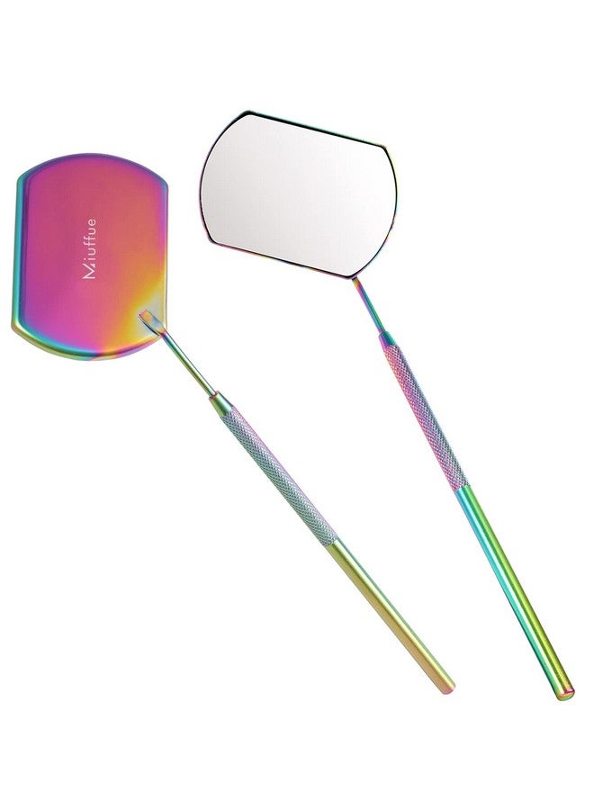 ميوفيو مرآة الرموش لتمديد الرموش، مرآة رموش كبيرة جدًا مقاس 60 مم، مرآة مكياج قابلة للفصل من الفولاذ المقاوم للصدأ، لون قوس قزح - Image 1