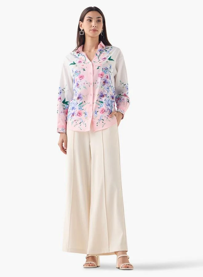 2Xtremz 2Xtremz Floral Print Collared Shirt with Long Sleeves