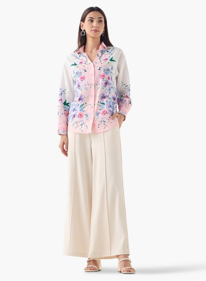 2Xtremz Floral Print Collared Shirt with Long Sleeves - Image 2