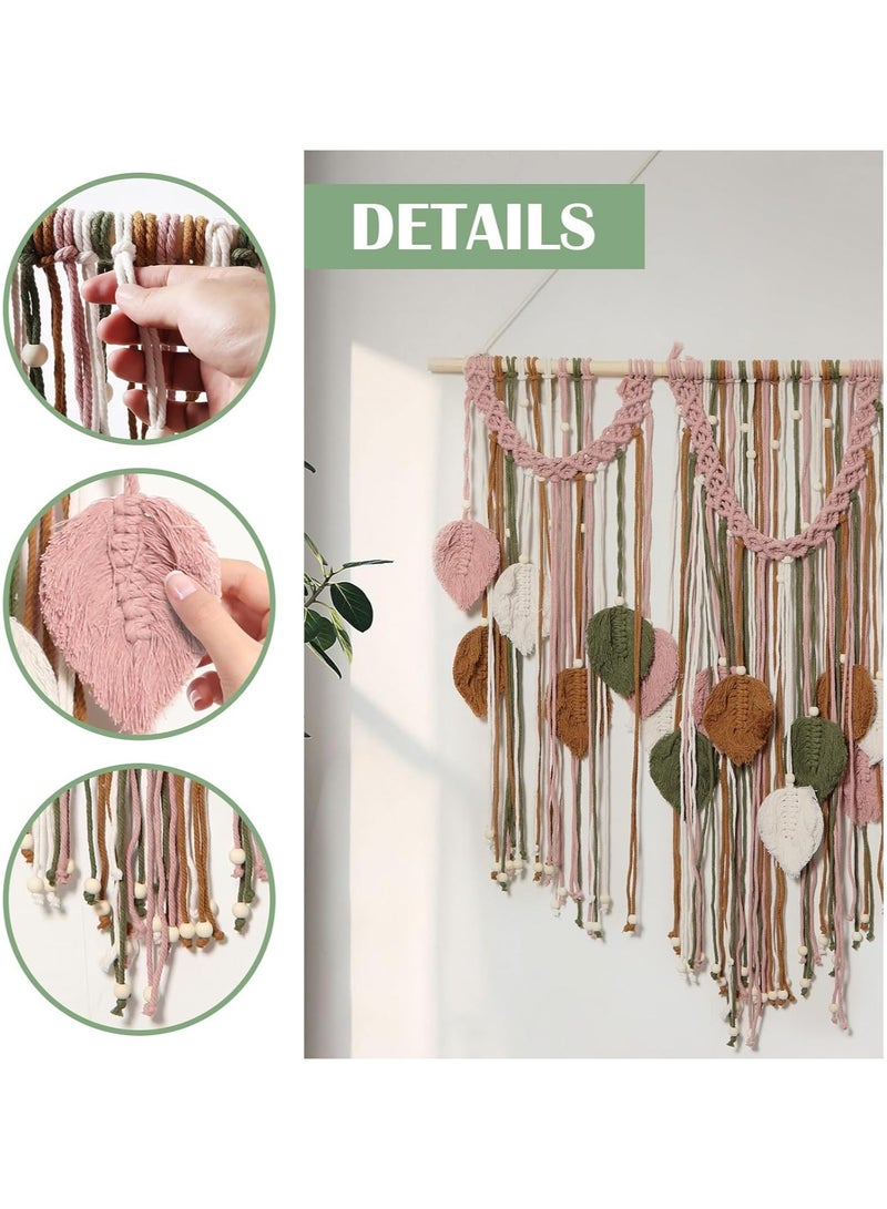Antikiano Macrame feather Wall Hanging Boho Leaves Macrame Tapestry Wall Decor Handmade 100x90 - Image 4