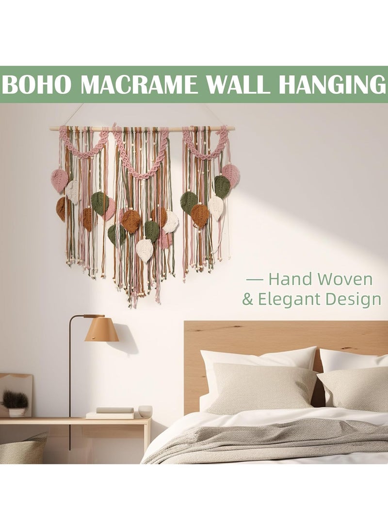 Antikiano Macrame feather Wall Hanging Boho Leaves Macrame Tapestry Wall Decor Handmade 100x90 - Image 2