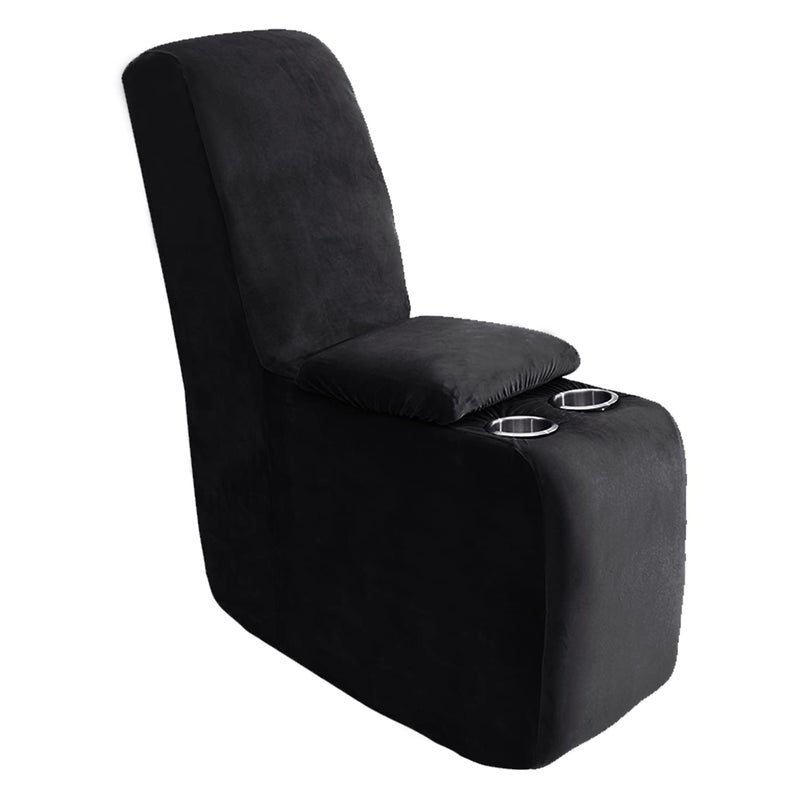 ULTICOR 7Piece L Shape Sectional Recliner Sofa Covers Velvet Stretch Reclining Couch Covers for Reclining L Shape Sofa Thick Soft Washable Black 1 Console Cover