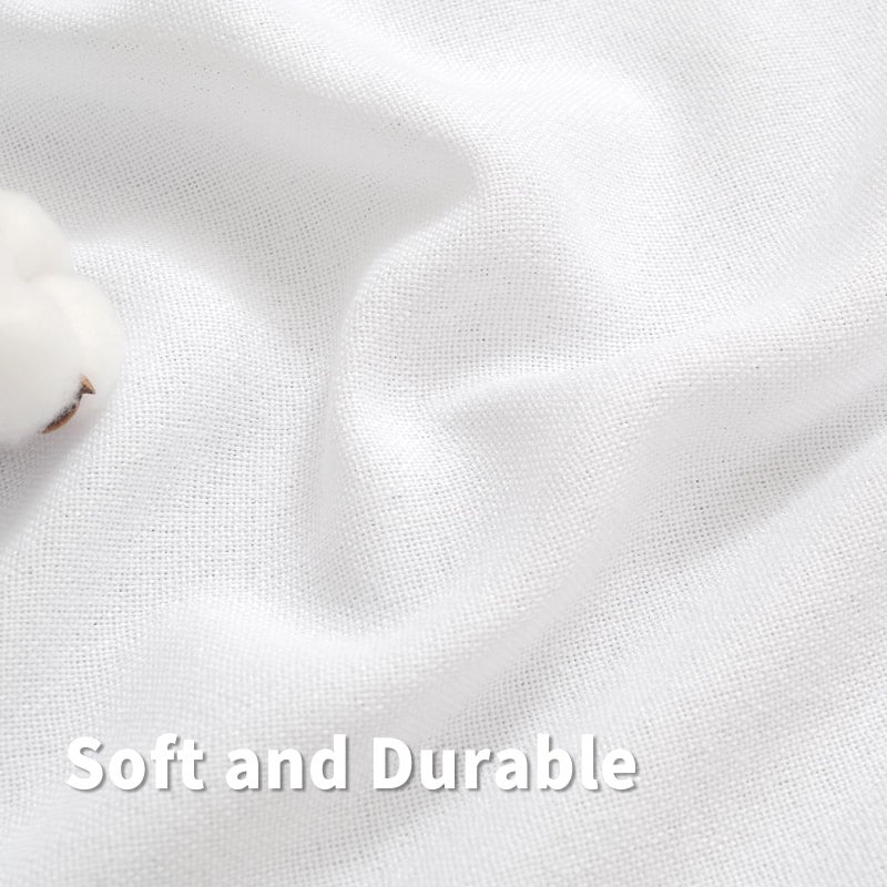 BGment Short White Linen Curtains 36 Inch Length for Kitchen Cafe  Rod Pocket Half Window Drapes Light Filtering for Bathroom Ring Clips Decorative  34 Inch Wide Each Panel - Image 2