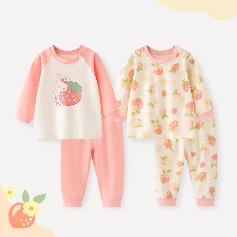 Girls'' Long-Sleeve Autumn Clothing Set, Baby Pure Cotton Underwear, Children''s Separate Pajamas, Toddler Spring and Autumn Outfit - Image 2