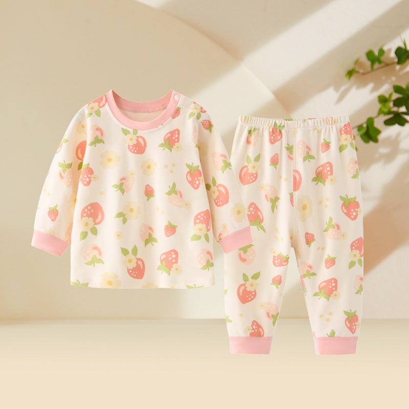 Girls'' Long-Sleeve Autumn Clothing Set, Baby Pure Cotton Underwear, Children''s Separate Pajamas, Toddler Spring and Autumn Outfit - Image 1