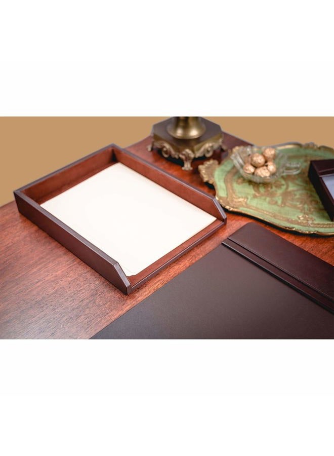 Dacasso Chocolate Brown Leather Letter Tray - Image 3