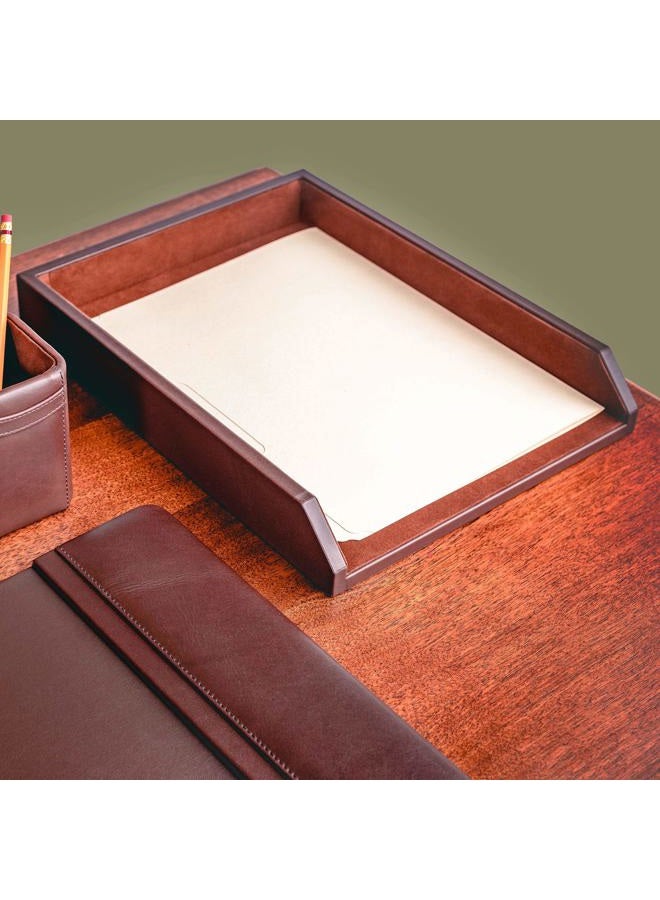 Dacasso Chocolate Brown Leather Letter Tray - Image 4