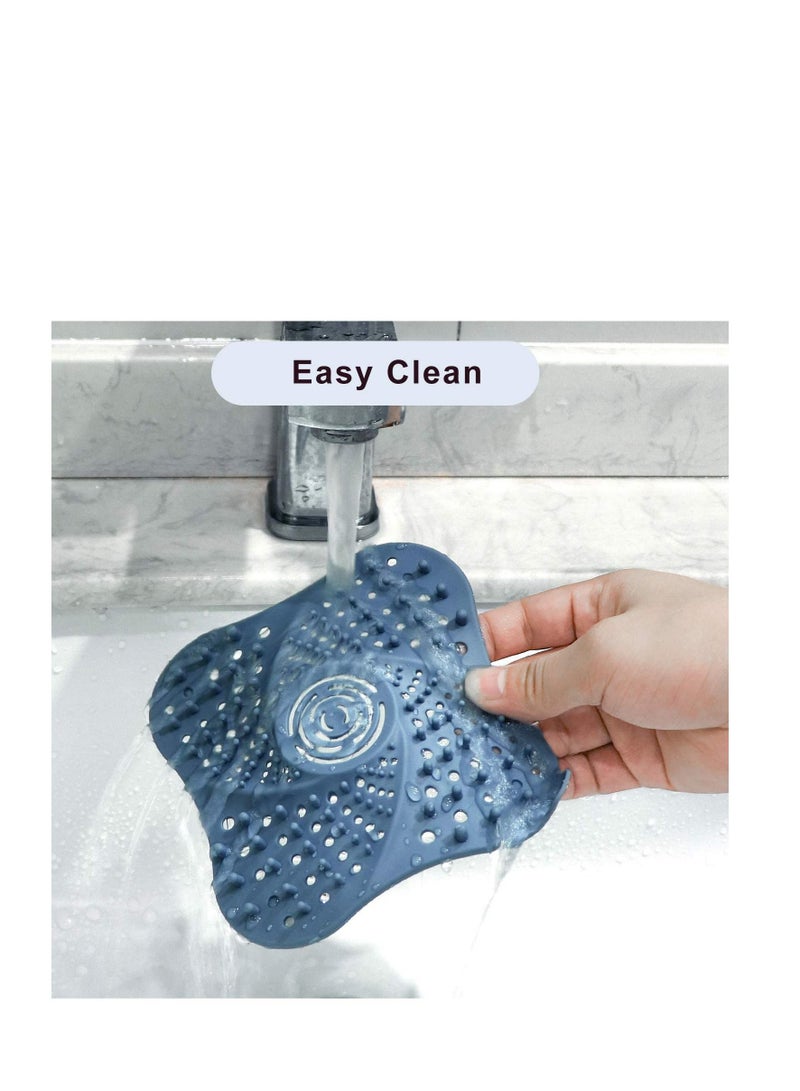 NIBEMINENT Shower Drain Covers with Suction Cup 3 Pcs, Rubber Sink Strainer Protector Hair Catcher for Kitchen and Bathroom, Silicone Shower, Square Stopper Tub - Image 5