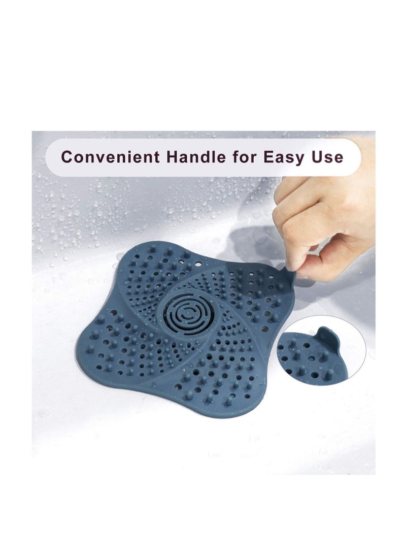 NIBEMINENT Shower Drain Covers with Suction Cup 3 Pcs, Rubber Sink Strainer Protector Hair Catcher for Kitchen and Bathroom, Silicone Shower, Square Stopper Tub - Image 2