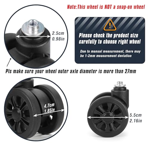 Zoofen Luggage Wheels Replacement 4 pcs Suitcase Replacement Wheels Wear-Resistant Spinner Wheels for Suitcase Repair（ZLN-2，Black - Image 2