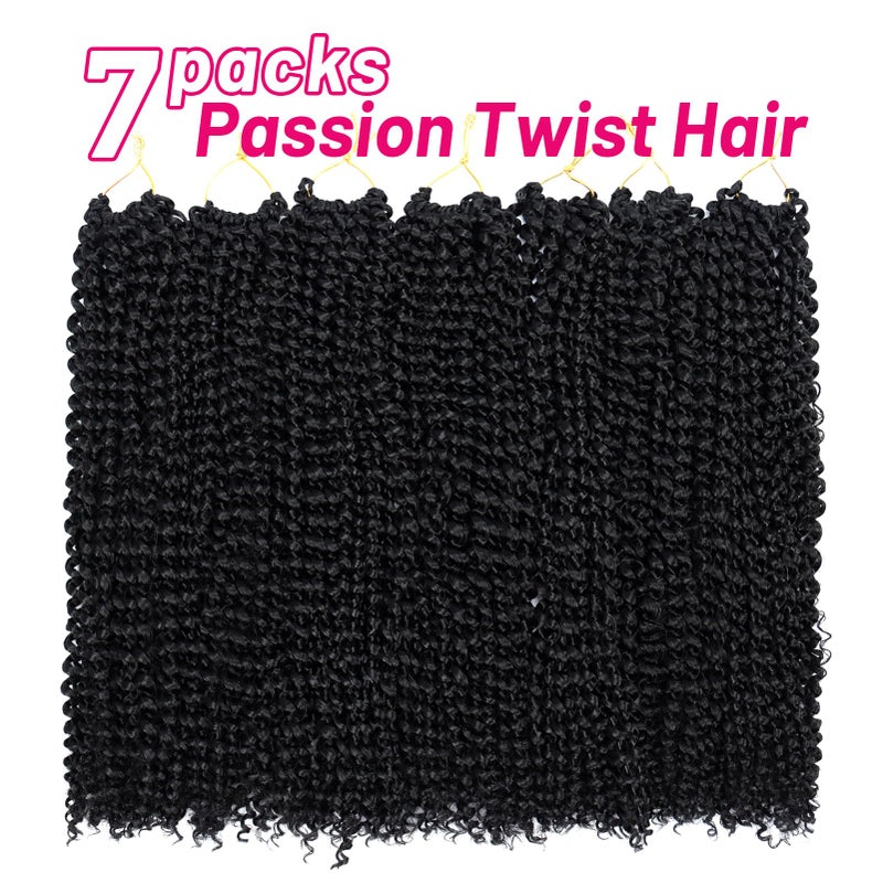 Dorsanee Passion Twist Hair 18 Inch 7 Packs Water Wave Crochet Hair Long Bohemian Curly Braiding Hair for Butterfly Locs, Faux Locs, Boho Style Spring Twist Crochet Braids (1B#) - Image 2