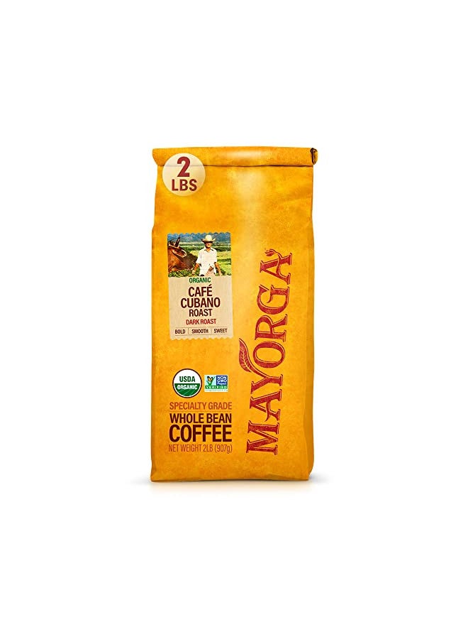 Mayorga Mayorga Dark Roast Coffee, 2 lb bag - Café Cubano Coffee Roast - 100% Arabica Whole Coffee Beans - Smoothest Organic Coffee - Specialty Grade, Non-GMO, Direct Trade  - Image 1