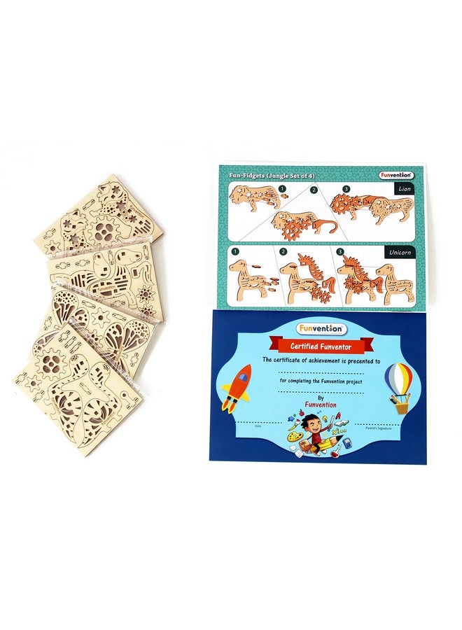 فنفينشين مجموعة هدايا عيد الميلاد من Funvention مكونة من 6 ألعاب Fun Fidgets Jungle (مجموعة من 4 نماذج ميكانيكية مصغرة DIY للأسد والفراشة ووحيد القرن والديناصور) مجموعة هدايا الحفلات للأطفال للفنون والحرف STEM - Image 4