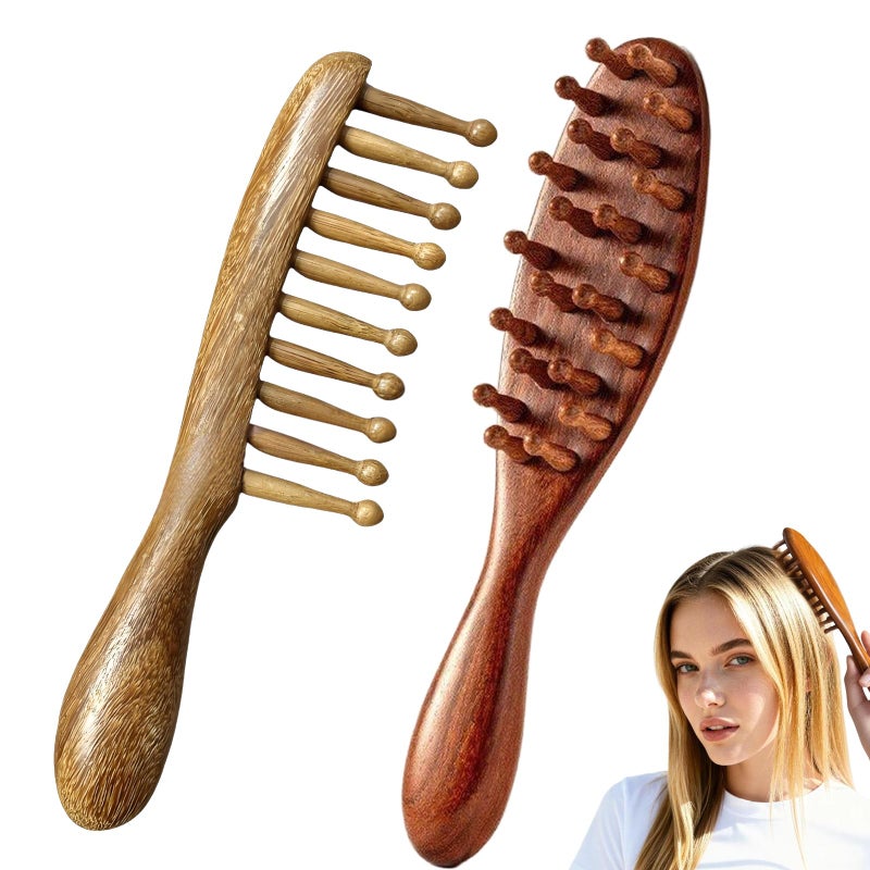hinbkenla 2 Pcs Loc CombLoc Brush For DreadsWooden BrushScraping Massage ToolsComfortable Massage Comb For Twists Loc Maintenance Compact Travel Size Durable Styling Tool For Men Women - Image 3