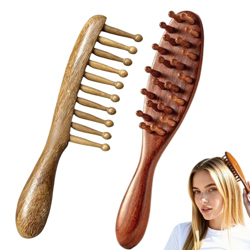 hinbkenla 2 Pcs Loc CombLoc Brush For DreadsWooden BrushScraping Massage ToolsComfortable Massage Comb For Twists Loc Maintenance Compact Travel Size Durable Styling Tool For Men Women - Image 1