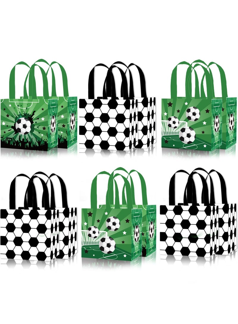 Excefore 12 PCS Soccer Party Favor Bags, Reusable Soccer Theme Non Woven Goody Bag, Soccer Print Party Gift, Suitable for Sport Soccer Theme Birthday Party - Image 1