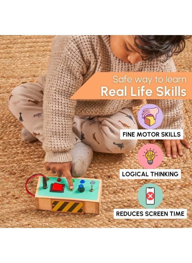 Curious Cub Montessori Busy Board For Toddlers  Switch Board Toy For Kids 1-6 Yrs Montessori Toggle Play SetKids Brain Development ToyChildren ToysWooden ToysSensory ToysGifts For Children - Image 3