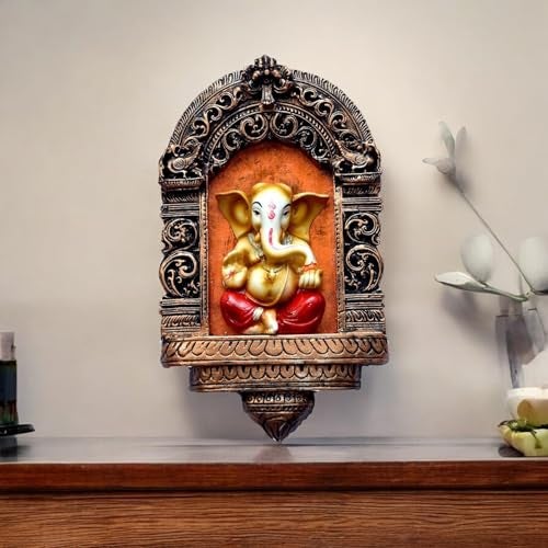 Karigaari India Handcrafted Lord Ganesha Wall Hanging – Antique Resin Frame, Hindu God Home Décor, Spiritual Indian Art for Living Room, Office & Temple - Image 3