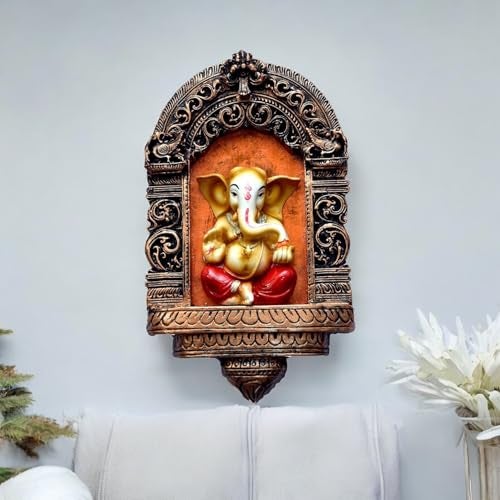Karigaari India Handcrafted Lord Ganesha Wall Hanging – Antique Resin Frame, Hindu God Home Décor, Spiritual Indian Art for Living Room, Office & Temple - Image 2