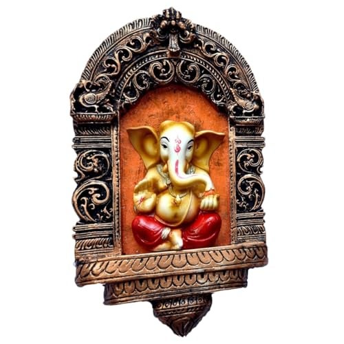 Karigaari India Handcrafted Lord Ganesha Wall Hanging – Antique Resin Frame, Hindu God Home Décor, Spiritual Indian Art for Living Room, Office & Temple - Image 4