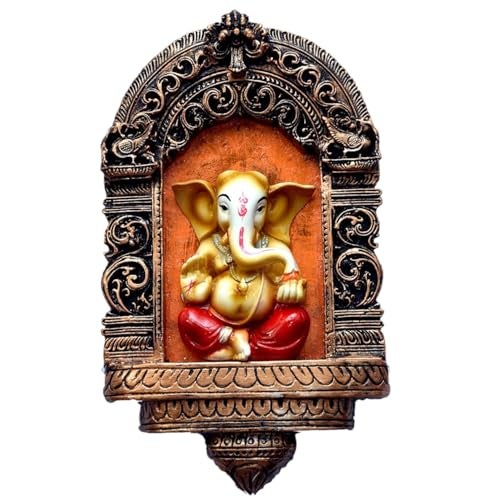 Karigaari India Handcrafted Lord Ganesha Wall Hanging – Antique Resin Frame, Hindu God Home Décor, Spiritual Indian Art for Living Room, Office & Temple - Image 1