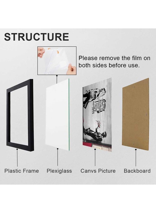 Biufo Banksy Wall Art Picture Graffiti Canvas Print Poster Pop Street Artwork for Bedroom Home Decor (10L x 8W, Framed) - Image 3