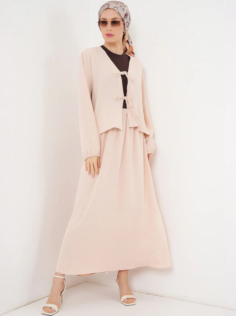 BIG DART BDART V-neck Tie Closure Blouse & Maxi Skirt Two-Piece Coord Set - Image 2