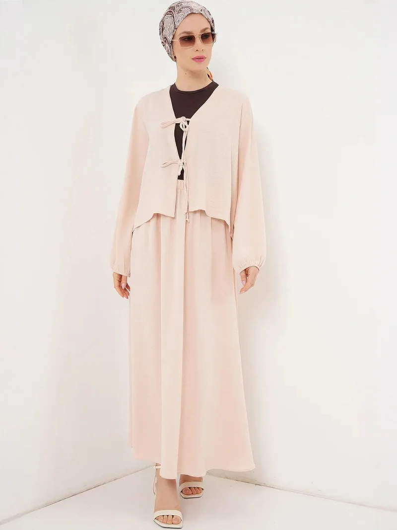 BIG DART BDART V-neck Tie Closure Blouse & Maxi Skirt Two-Piece Coord Set
