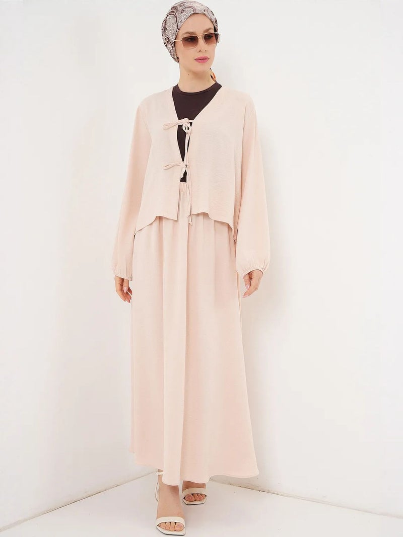 BIG DART BDART V-neck Tie Closure Blouse & Maxi Skirt Two-Piece Coord Set - Image 1