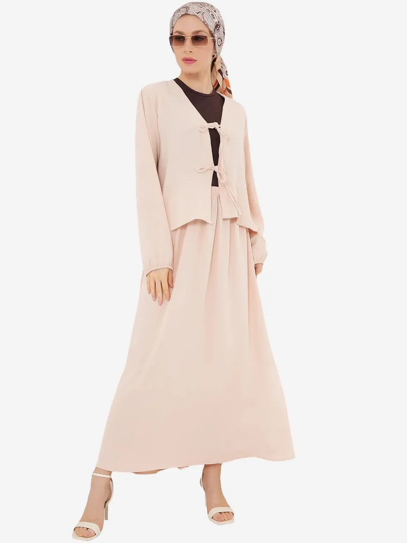 بيغ دارت BDART V-neck Tie Closure Blouse & Maxi Skirt Two-Piece Coord Set
