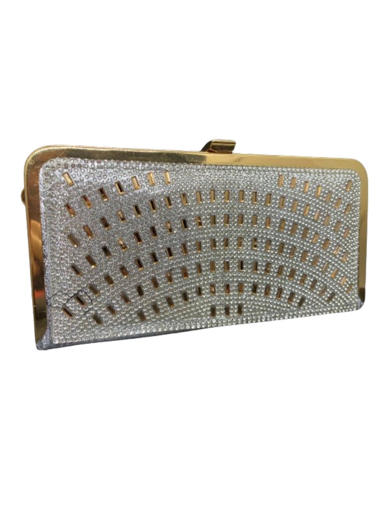 Generic - A luxurious women's bracelet bag, gold and silver, decorated with a golden metal arm - Image 1
