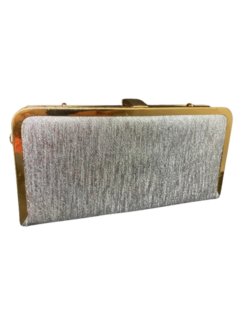 Generic - A luxurious women's bracelet bag, gold and silver, decorated with a golden metal arm - Image 1