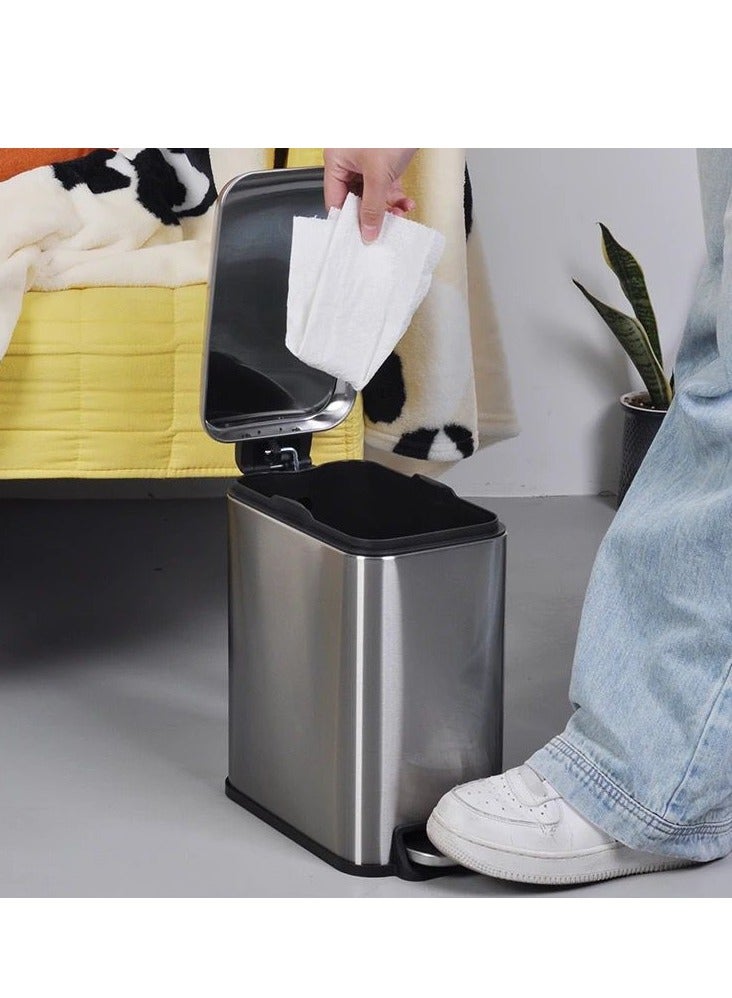 Stainless steel trash can, 10 liter kitchen trash can, steel color - Image 2